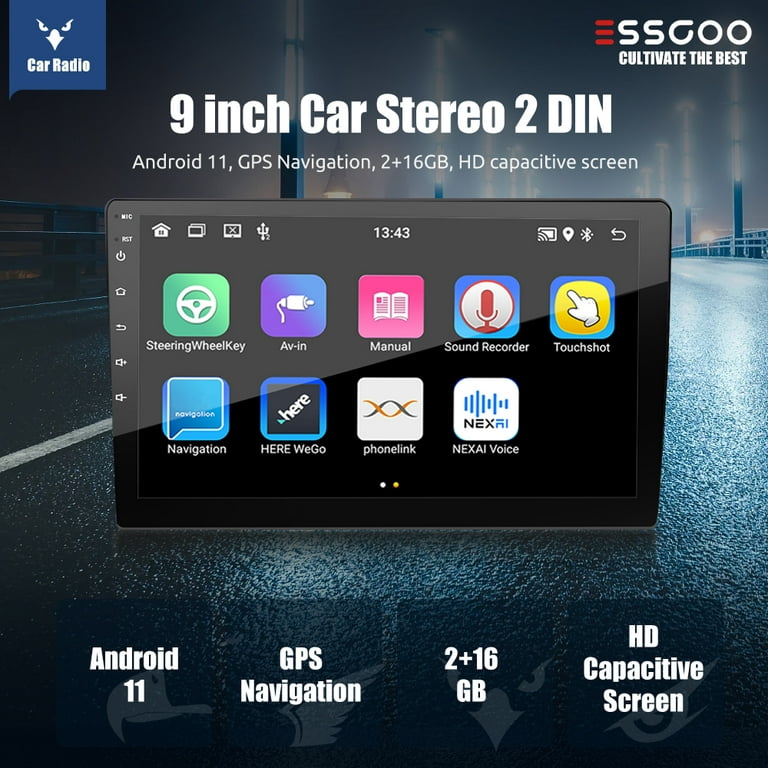 her Derved Ondartet ESSGOO Android 11 Double DIN 9 Inch 2+16GB Car Stereo MP5 With Bluetooth GPS  FM Touch Screen Car Radio I AR9001 - Walmart.com