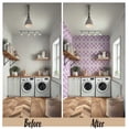 thumbnail image 3 of S4sassy Removable Vintage Style Waterproof Wall Wrap, Mosaic Tile Wallcover, Floral Tile Contact Paper for Backsplash, Kitchen, Self Adhesive Vinyl Wallpaper Roll- Purple - 25"x360", 3 of 9