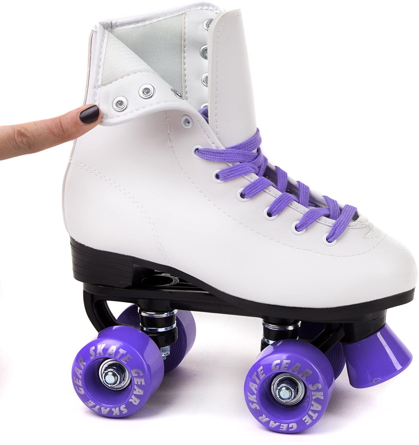cal 7 soft boot roller skate retro fashion high top design in faux leather for indoor & outdoor