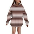 thumbnail image 3 of Girls Pullover Hoodies with Front Pocket Long Sleeve Sweatshirts Size 3-14 Teens Trendy Stripe Printed Comfort Going Out Fall Winter Hooded Tops, 3 of 5