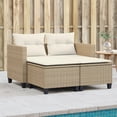 thumbnail image 1 of vidaXL Garden Sofa 2-Seater with Stools Beige Poly Rattan, 1 of 5