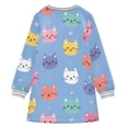 thumbnail image 6 of Girls' long-sleeved dress Cat Girls' A-line dress with ribbed cuffs Soft and comfortable, 6 of 6
