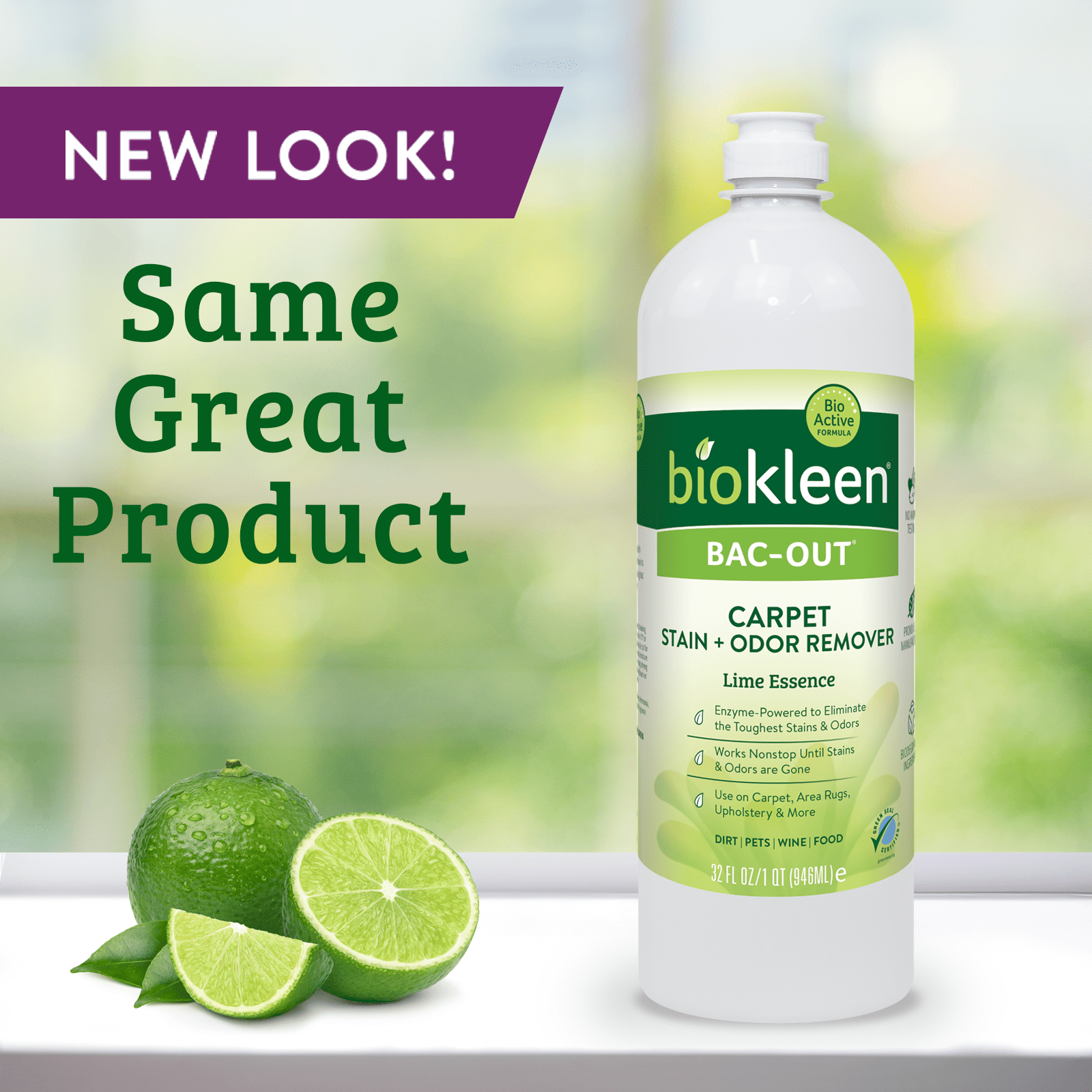Biokleen Bac-Out Carpet & Fabric Stain and Odor Remover with Enzymes - 2 Pack, 32 oz (64 oz)