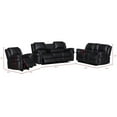 thumbnail image 4 of Hybition 3 - Piece Living Room Set Faux Leather Sofa Set-Black, 4 of 7