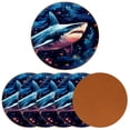 thumbnail image 2 of Shark Set of 6 Microfiber Leather Round Coasters, 11x11 cm/4.3x4.3 in, Drink Coasters for Home and Bar, Table Coasters, 2 of 6
