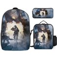 thumbnail image 1 of War of the Robots Backpack Three Piece Essentials 17 Inch Bag Lunch Tote Pen Case, 1 of 5