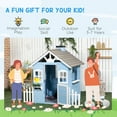 thumbnail image 6 of Outsunny Playhouse for Kids Outdoor, Country Style Wooden Playhouse with Flower Pot Holders, Door, Windows, Service Stations for 3-7 Years, Blue, 6 of 10