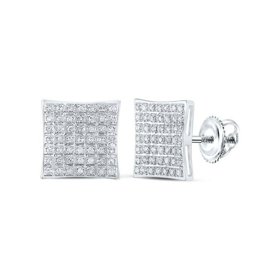 Macey Worldwide Jewelry 10k White Gold Diamond Square Earrings 1/4 Ctw