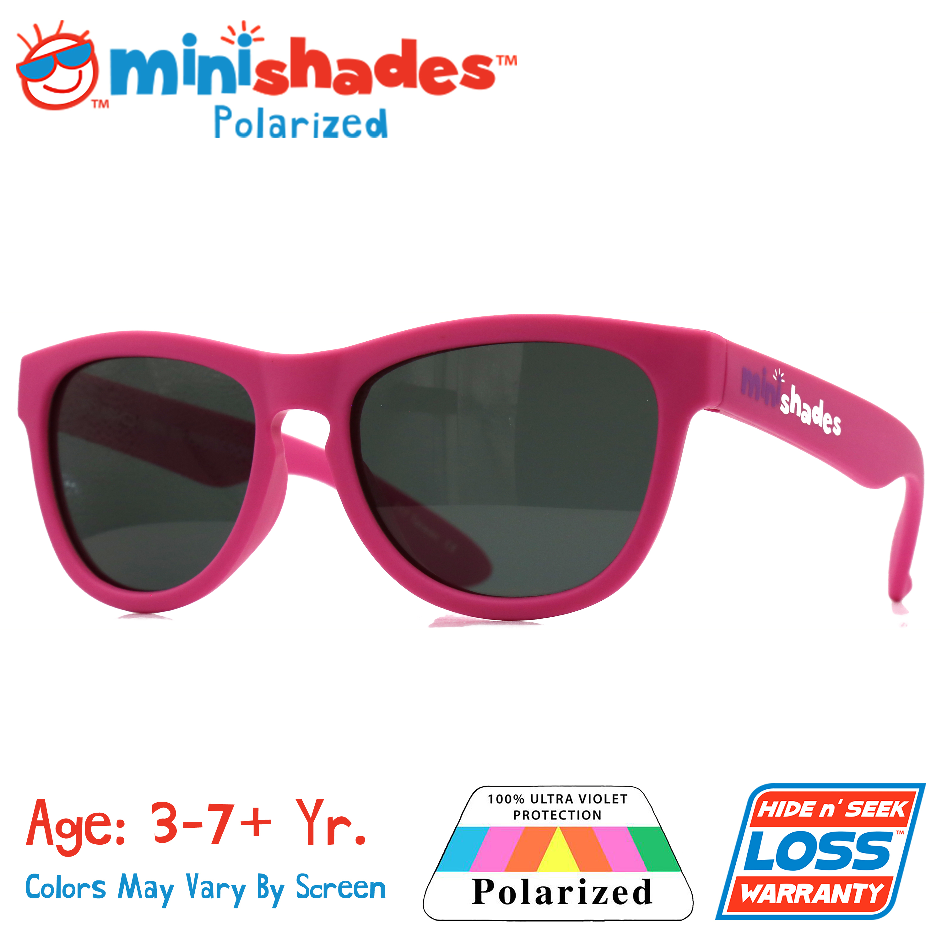 Minishades Polarized: Flexible Kids Sunglasses - Hot Pink |UVA/UVB| Hide n' Seek Replacement | Age: 3-7+Yr. - image 1 of 4