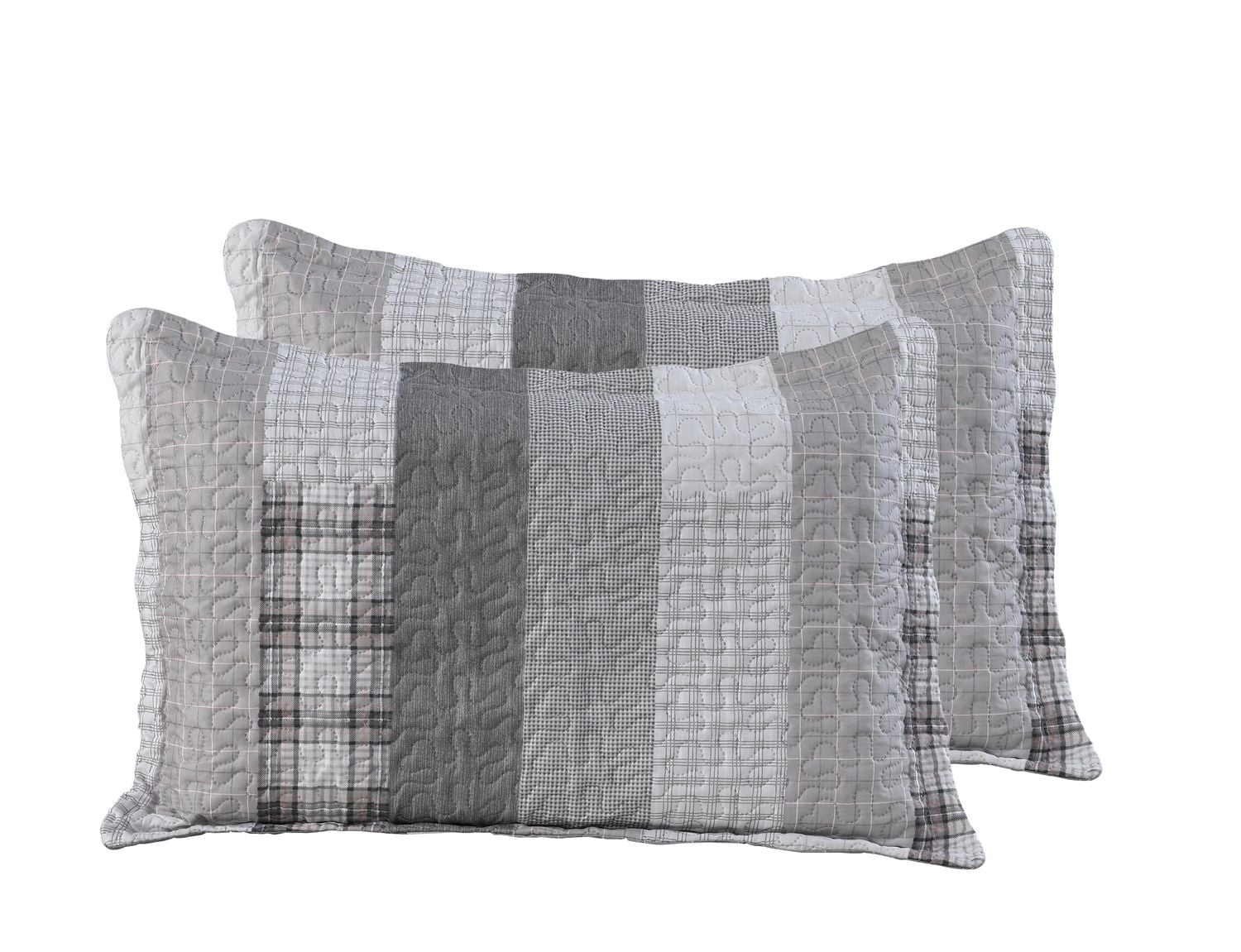 Marina Decoration Parure de lit ultra douce avec couvre-lit en tissu Pinsonic imprimé en relief et taies d'oreiller, motif rayé gris moderne