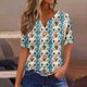 thumbnail image 3 of Blusas de Verano de las Mujeres Casual Gradiente Manga Corta V-Cuello Superior, Ligera Imitación de Tela de Estante para la Primavera Y el Verano Diario Y de Fiesta, 3 of 5