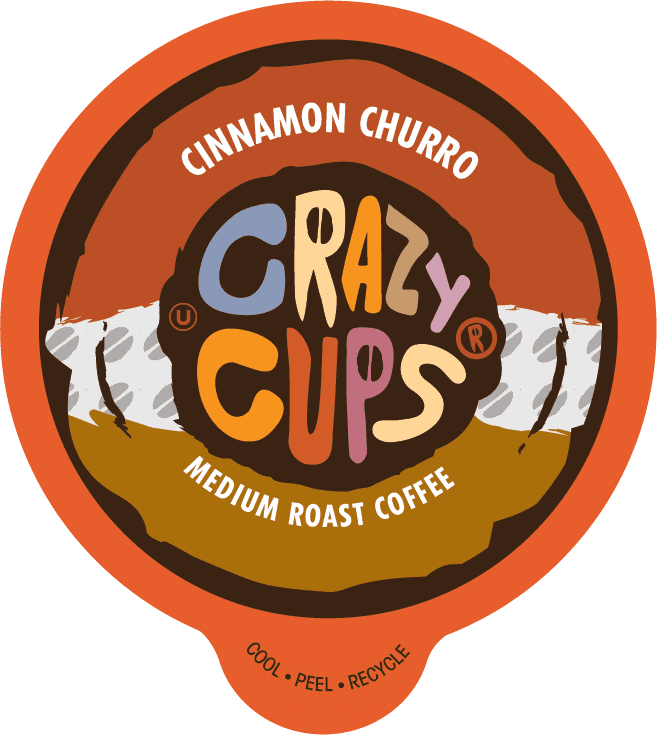 Crazy Cups Cinnamon Churro Medium Roast Coffee, for Keurig K Cups Brewers, 22 Count