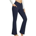 thumbnail image 1 of Leggings acampanados para mujer, pantalones de yoga - Tejido elástico en 4 direcciones con bolsillos laterales - Cintura en forma de V para fitness/ropa informal, 1 of 8