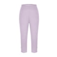 thumbnail image 4 of Women Capri Pants Plus Size Stretch Knee Length Leggings Elastic Waist Casual Summer Ladies Pull On Capris Light Purple 5XL, 4 of 6