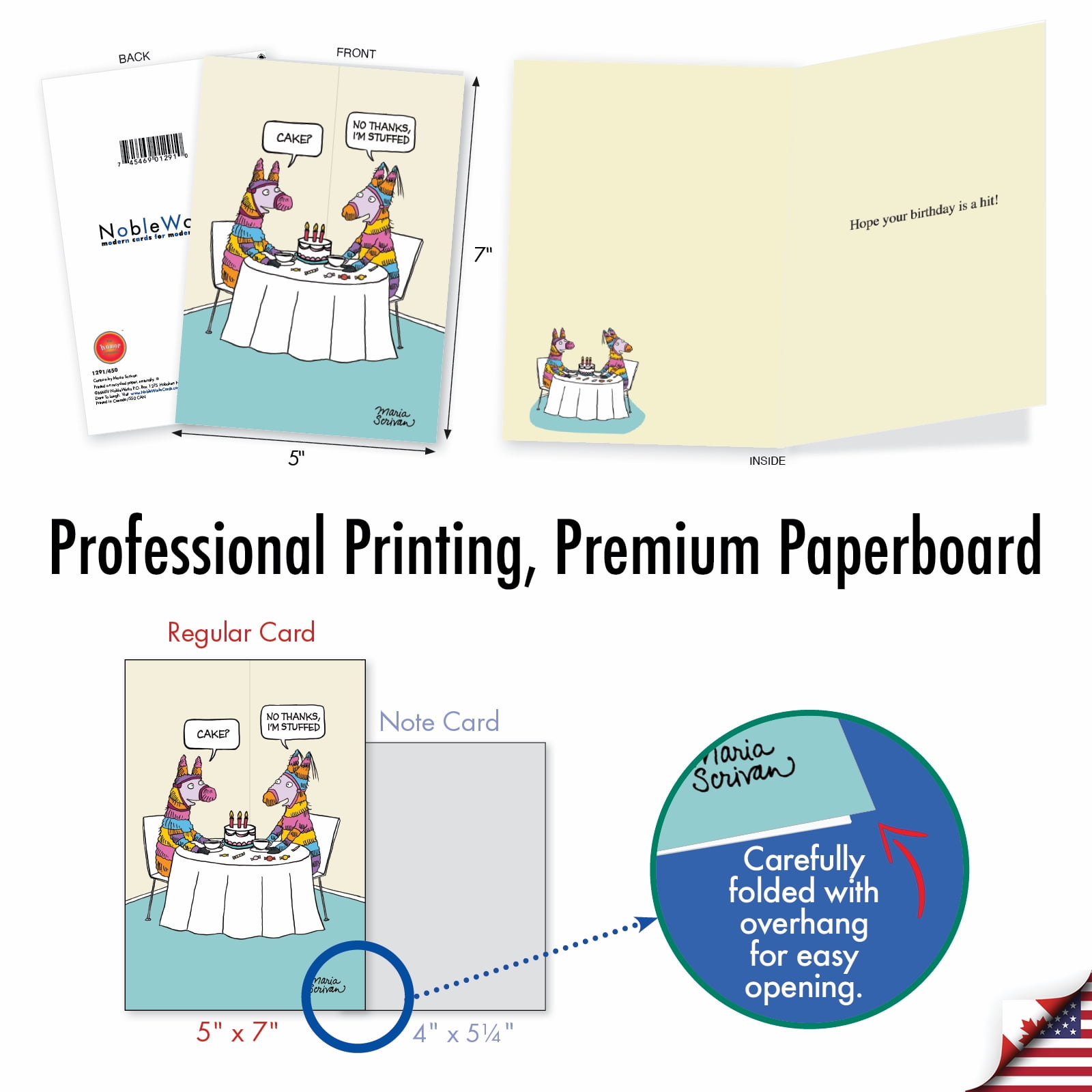 NobleWorks 36 Assorted Set Funny Birthday Greeting Cards w/ 5x7 Envelopes, 36x1 Designs, For Men, Women, Bday Birthday Favorites AC2911BDG-B1x36