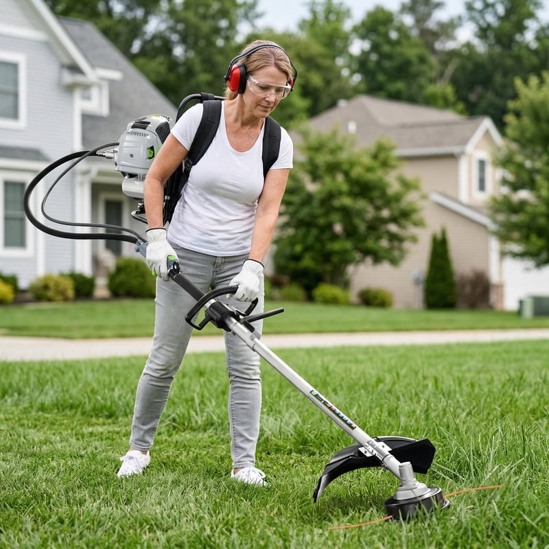 EAYSG 6-in-1 52CC Gas-Powered Backpack Multifunctional Trimmer Set – Brush Cutter, Chainsaw, Hedge Trimmer, Pole Pruning Saw, String Trimmer – 2HP 2-Stroke Engine, Protective Kit Included