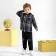thumbnail image 2 of Kids Toddler Boy Clothes Flannel Plaid Hoodied Tops + Casual Pants Boys Fall Winter Outfits, 2 of 7