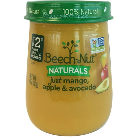 (10 Pack) Beech-Nut Naturals Just Mango, Apple & Avocado Stage 2 Baby Food, 4.0