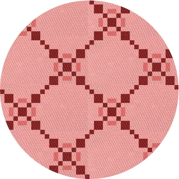 Ahgly Company Indoor Round Patterned Grapefruit Red Area Rugs, 8' Round