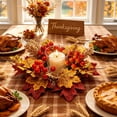 thumbnail image 6 of Cheapark Artificial Maple Leaf Berry Candle Ring Wreath, Fall Harvest Tabletop Candlestick Garland, Halloween Thanksgiving Seasonal Centerpiece Decor, Single Ring 11.81 In, 6 of 6