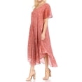 thumbnail image 3 of Sakkas Lila Freckled Dyed Cap Sleeve Scoopneck Long Caftan Dress / Cover Up - Mauve - One Size, 3 of 5