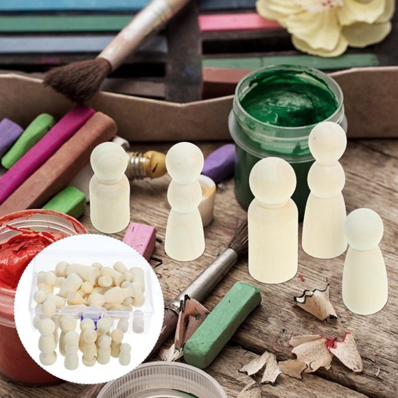 Phenofice 36Pcs Unpainted Miniatures Wood Crafts Cute for Home Decoration