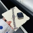 thumbnail image 3 of Chain Watch Band Compatible for Apple Watch 42mm 44mm 45mm 46mm 49mm Women Girls, Fancy Metal iWatch Band Diamond Bracelet Dressy Strap for iWatch Series 10 9 8 7 6 5 4 SE 3 2 1 Ultra, Silver, 3 of 12