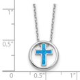 thumbnail image 4 of Auriga Fine Jewelry 925 Sterling Silver RH-plated Blue Cr. Opal Inlay Cross w/2in ext. Necklace for Women 18", 4 of 6
