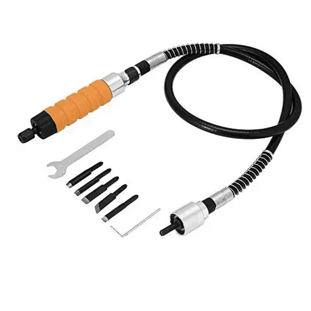 Cincel eléctrico para tallar madera con 5 cuchillos para tallar, 2 llaves, 1 juego de tubos blandos, herramienta para tallar madera, herramienta para tallar cuchillo, cincel con mango suave