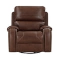 thumbnail image 3 of Pemberly Row Faux Leather Swivel Glider Manual Reclining Chair in Brown, 3 of 8