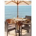 thumbnail image 3 of Outdoor Tablecloth with Umbrella Hole for Patio/Picnic/Party/Camping, Shabby Burnt Orange Waterproof Table Cloth Square Cover Washable, Oil Painting Vintage Art Brown White (54"x 54"), 3 of 9