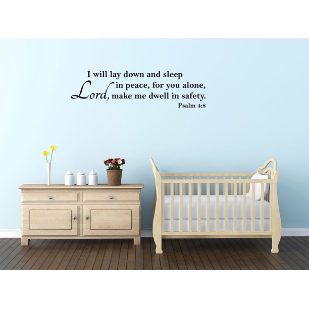 Wall Decal Quote I Will Lay Down And Sleep In Peace For You Alone Lord Gd52 Walmart Com Walmart Com