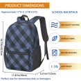 thumbnail image 3 of Blue and Black Checkered Pattern 17" School Backpacks for Teens,Waterproof Oxford Fabric,S-Shape Padded Straps for School,Travel,Hiking,Camping, 3 of 6