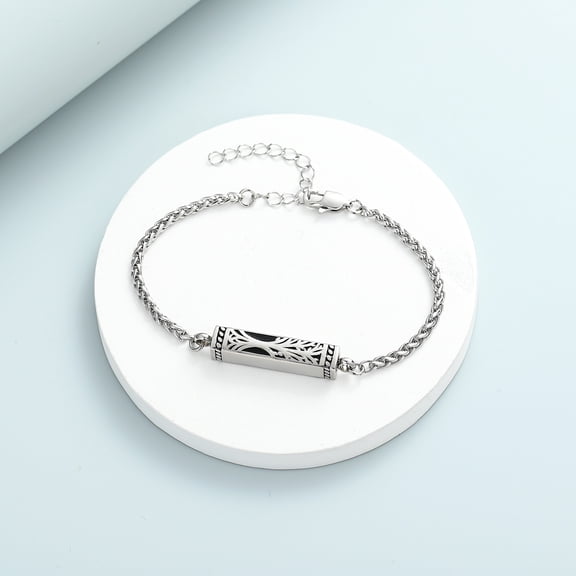 Personlized Urn Bracelet for Ashes Stainless Steel Life Tree Cube Cremation Bangle Locket Memorial Ashes Holder Keepsake for Women Men