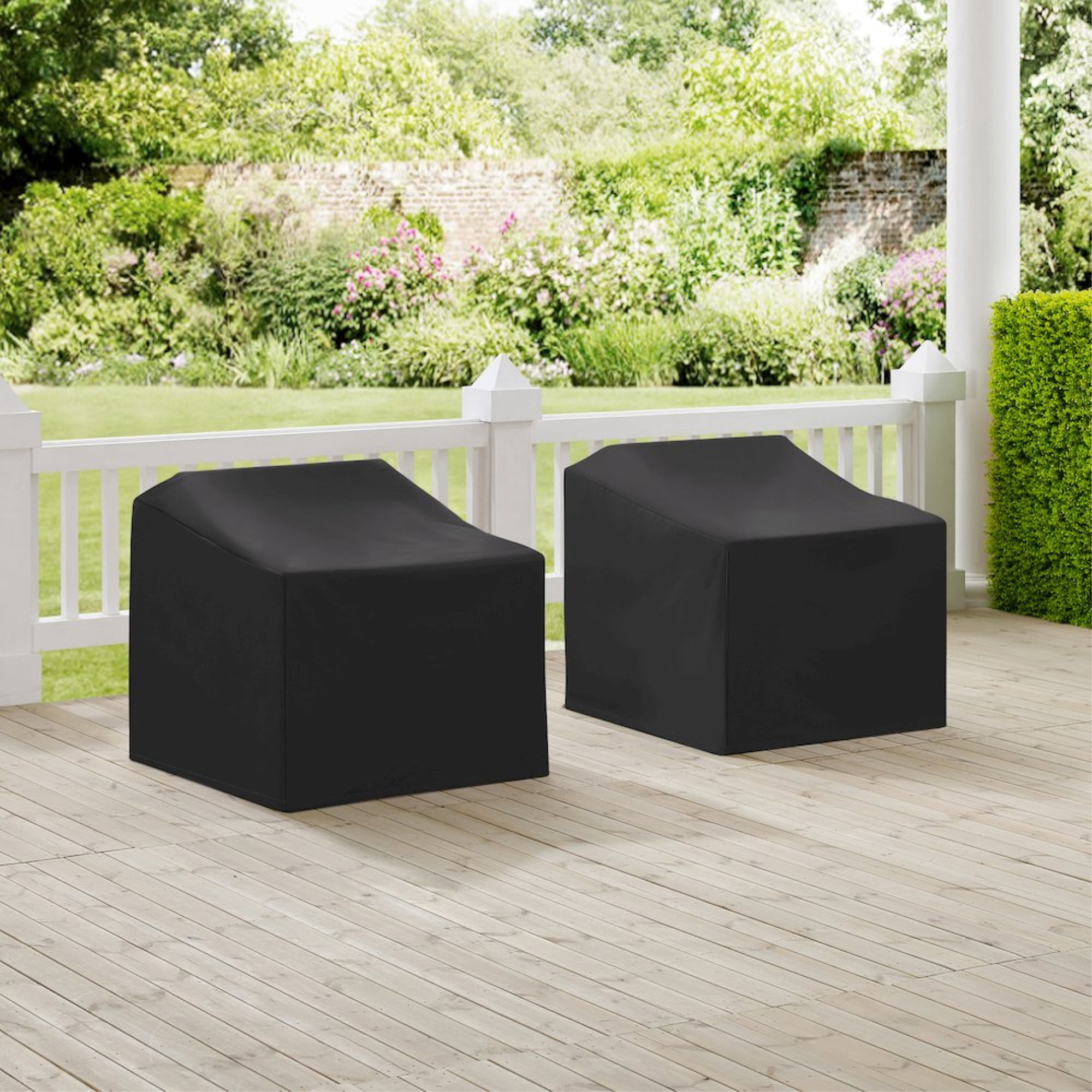 Crosley Furniture 2Pc Outdoor Chair Furniture Cover Set in Black