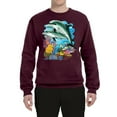 thumbnail image 2 of Pair of Dolphins Swimming in Ocean Animal Lover Unisex Crewneck Graphic Sweatshirt, Maroon, Large, 2 of 3