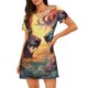 thumbnail image 1 of Balery Colorful Wave Dragon Head Camisón de manga corta con cuello redondo para mujer, cómodo y elegante., 1 of 6