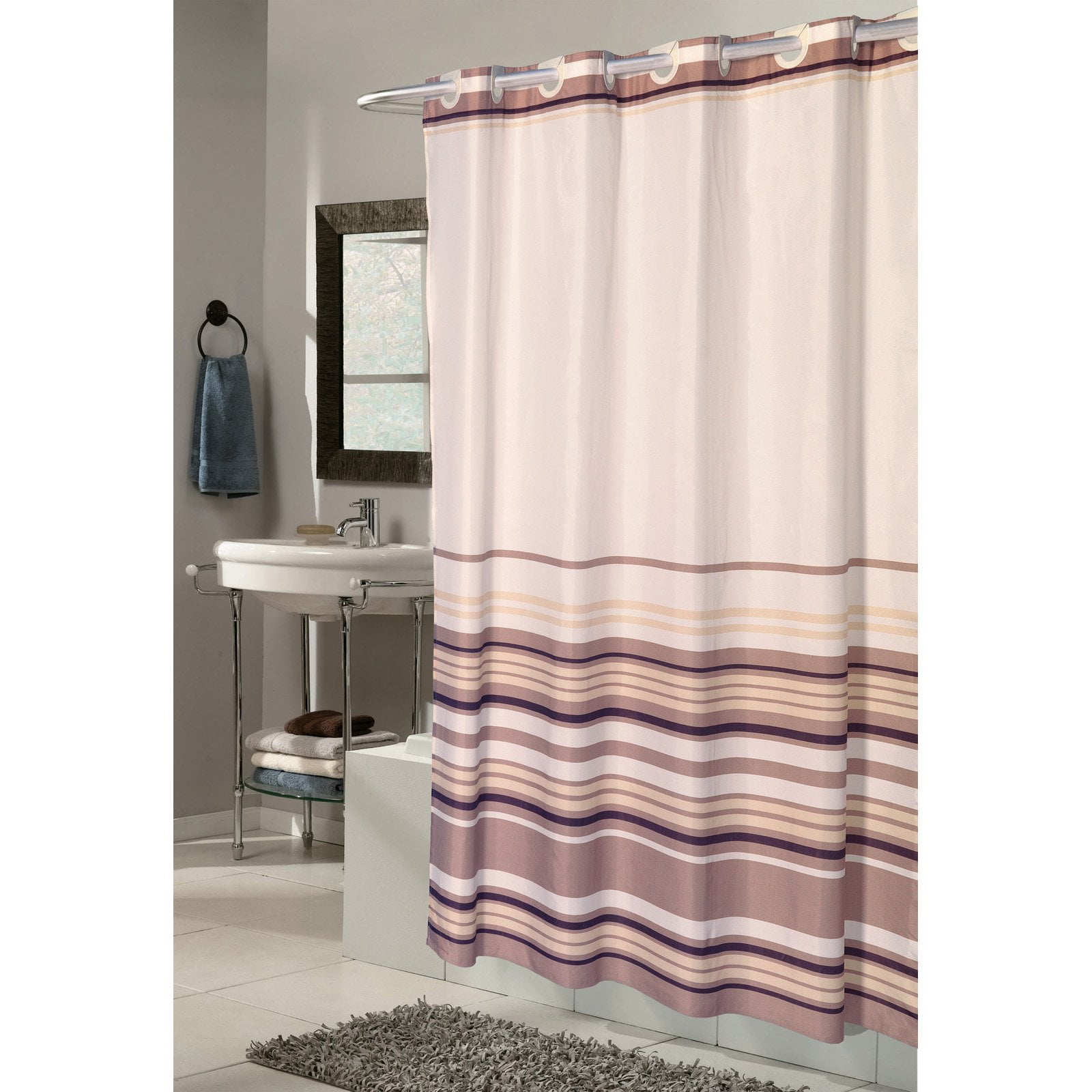 EZON® "Stripes" Polyester Shower Curtain in Brown