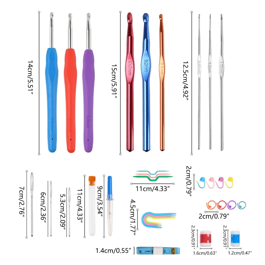 Crochet Hooks Set with Storage Case, Knitting Accessories Ergonomic Crochet Hook and Needle for Making Bag, Gloves, Sock