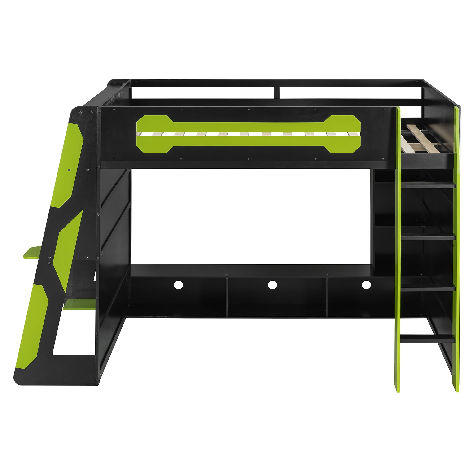 Noble House Full Size Wood Loft Bed with Desk, Green