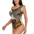 thumbnail image 4 of Balery Daisy Meadow Cow One Shoulder Swimsuits for Women Ruffle Swimsuits Tummy Control One Shoulder Bathing Suits-XX-Large, 4 of 8
