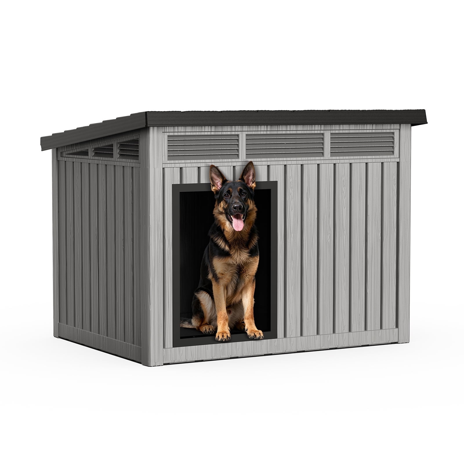 Dog House for Both Indoor and Outdoor with Weatherproof Roof Removable Floors for Medium to Large Dogs Interior Space (Grey&Black, Large )
