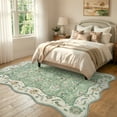 thumbnail image 2 of Moynesa 5'x7' Vintage Floral Area Rugs for Living Room, Scalloped Non Slip Washable Rug for Bedroom, Distressed Cottage Accent Carpet for Dining Room Sunroom Office, Sage Green, 2 of 11