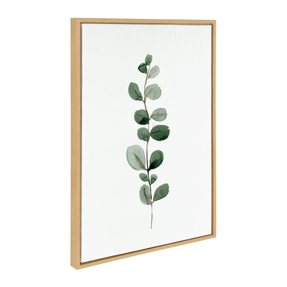 Kate and Laurel Sylvie Eucalyptus 1a Framed Canvas Wall Art by Maja Mitrovic of Makes My Day Happy, 23x33 Natural, Botanical Accent for Wall
