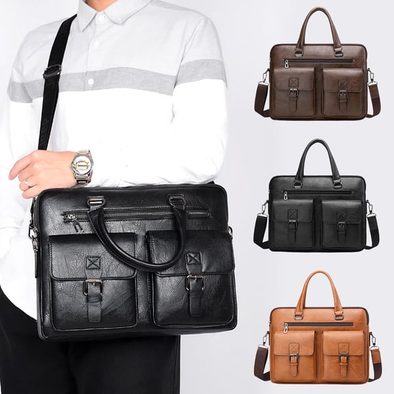 Tarmeek Messenger Bag for Men, 15 Inch Laptop Bag for Work Office, Handbag PU Leather Adjustable Strap Briefcase for Business Trip, Shoulder Bag Crossbody Bag Men
