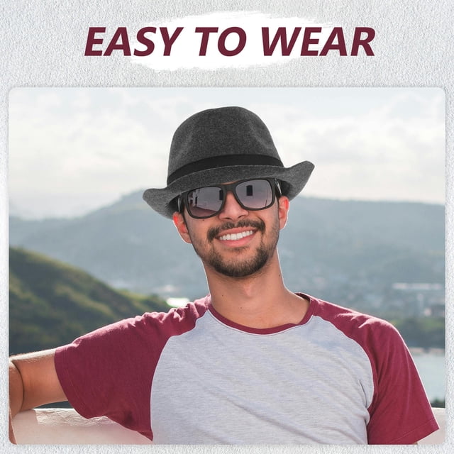 unbranded Sombrero Fedora Unisex Para Con Ancha En Oscuro Para Uso Diario
