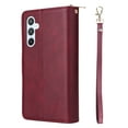 thumbnail image 4 of Allytech Samsung Galaxy A54 Wallet Case with 9 Card Slots & Zipper Pouch for Women Men, Magnetic Closure Kickstand Durable PU Leather Wristlet Strap Folio Flip Luxury Cover - Winered, 4 of 8