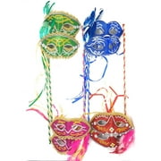 Mardi Gras 7" Feather Face Mask Masquerade Party Supplies - Cool Novelty Masks Costumes and Accessories (1 Pink, 1 Blue, 1 Green, 1 Red)