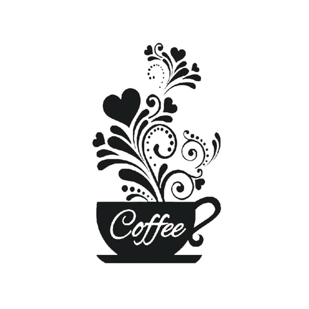 Naiovety Pegatina de pared de taza de café, arte de cafetería, pegatinas talladas a mano extraíbles, póster para cocina, sala de estar, TV, telón de Decoración del hogar Naiovety HA079048-00