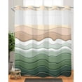 thumbnail image 2 of No Hook Shower Curtains, Sage Green Ombre Stripe Standard Shower Curtains with Snap in Liner, Abstract Summer Beach Coastal Waterproof Washable Fabric Bathroom Shower Curtain Sets, 66" x 72", 2 of 7